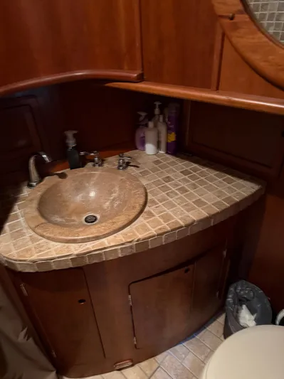 Passage Yacht Photos Pics Elegant bathroom sink area on a 2009 custom Dutch canal barge.