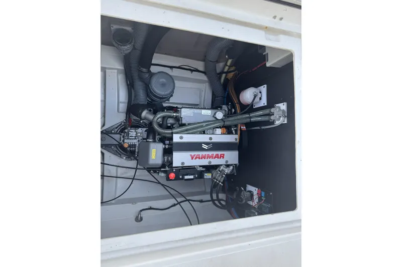 Isthmus Breeze Yacht Photos Pics Engine compartment of a 2023 Bali 4.2 yacht featuring a Yanmar engine.