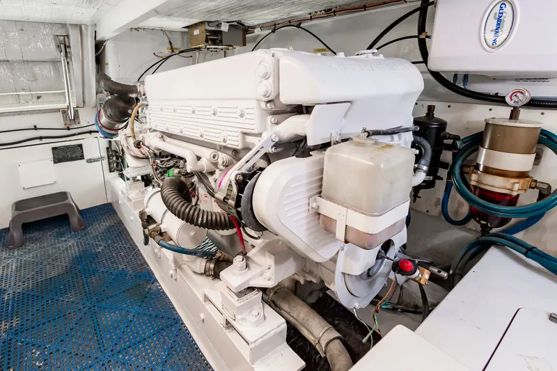 Carry On Yacht Photos Pics Engine room of a 2003 Custom Carolina Layton Express boat.