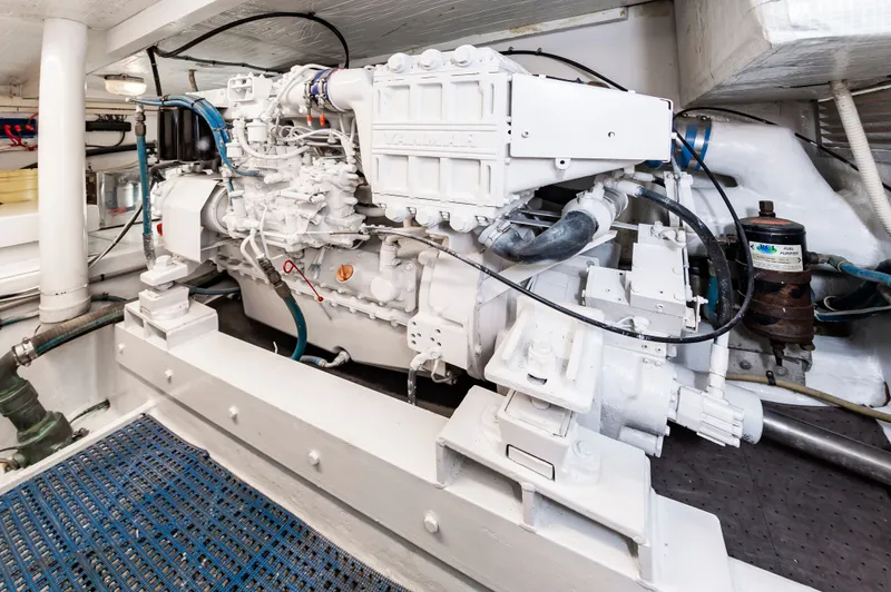 Carry On Yacht Photos Pics Engine room of a 2003 Custom Carolina Layton Express boat.