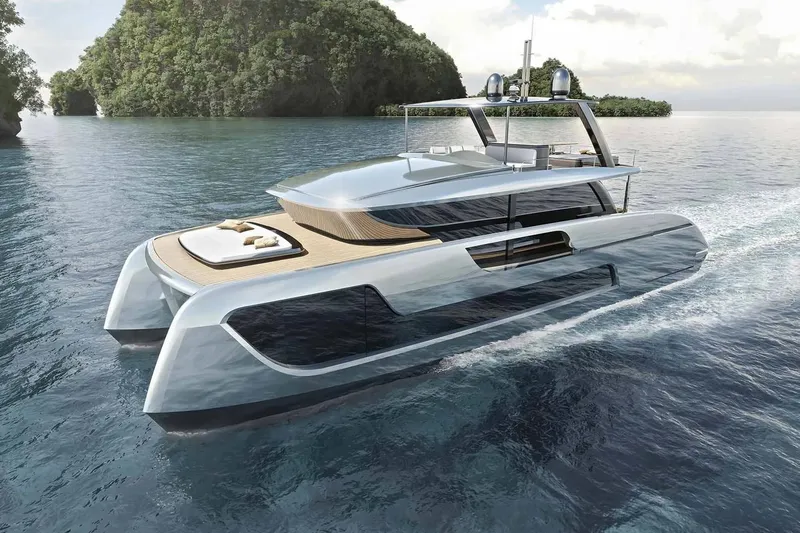  Yacht Photos Pics 2026 Sunreef 66 Ultima luxury yacht cruising in scenic waters.