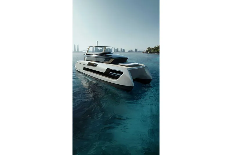  Yacht Photos Pics Luxury Sunreef 66 Ultima yacht cruising in clear blue waters, 2026 model.