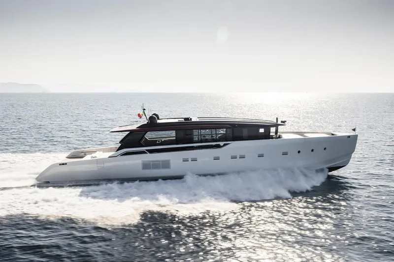 Anmax Yacht Photos Pics Sanlorenzo SP110 yacht cruising on open water, 2022 model.