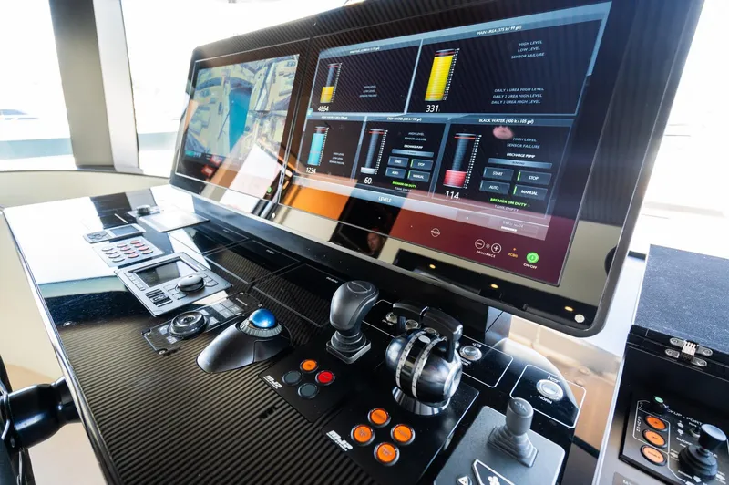 Anmax Yacht Photos Pics Sanlorenzo SP110 2022 yacht control panel with advanced navigation and monitoring systems.