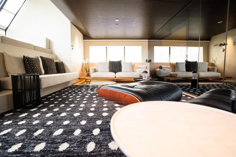 Anmax Yacht Photos Pics Luxurious interior of 2022 Sanlorenzo SP110 yacht with modern furnishings and stylish decor.