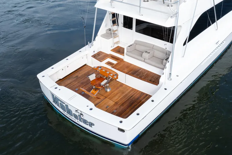 Mobster Yacht Photos Pics 2007 Viking 68 Convertible yacht with spacious teak deck and seating area.