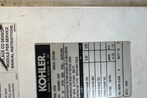  Yacht Photos Pics Kohler engine label on a 2008 Formula 330 Sun Sport boat.