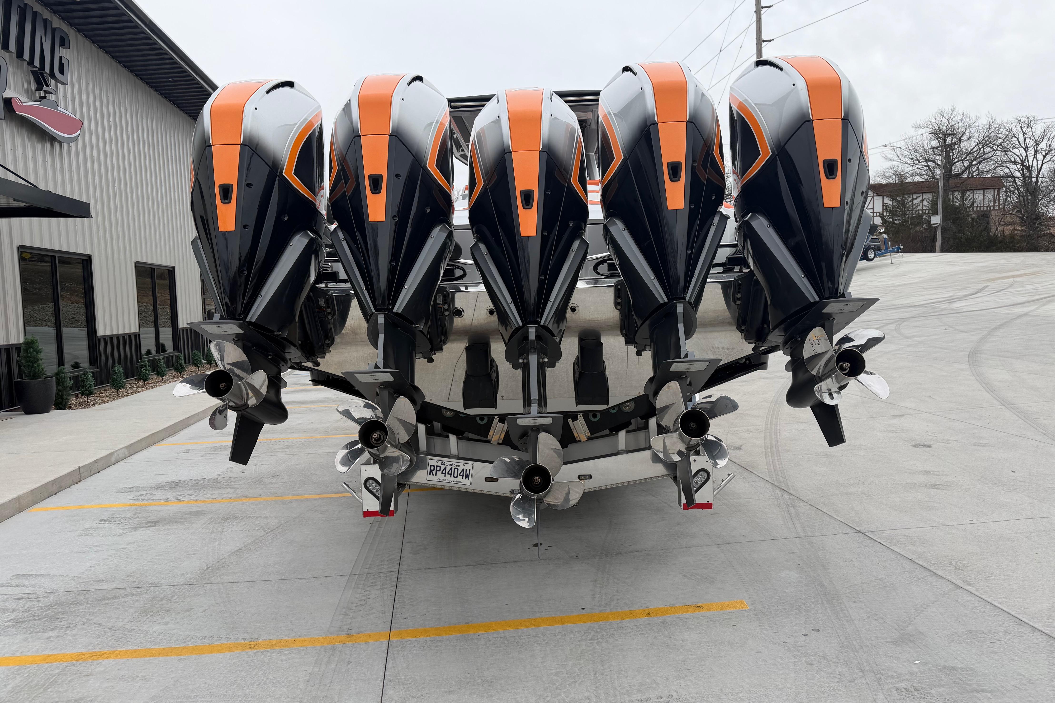 2024 Nor-Tech 500 Sport Center Console with five powerful outboard engines.