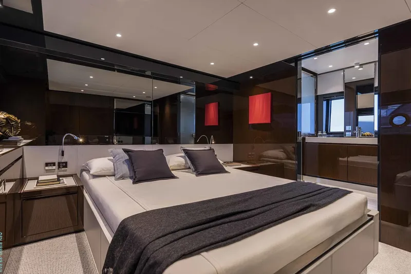  Yacht Photos Pics Manufacturer Provided Image: Luxurious bedroom interior of 2026 Riva 68' Diable yacht with modern design and elegant decor.