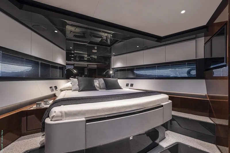  Yacht Photos Pics Manufacturer Provided Image: Luxurious bedroom interior of 2026 Riva 68' Diable yacht with modern design and elegant furnishings.
