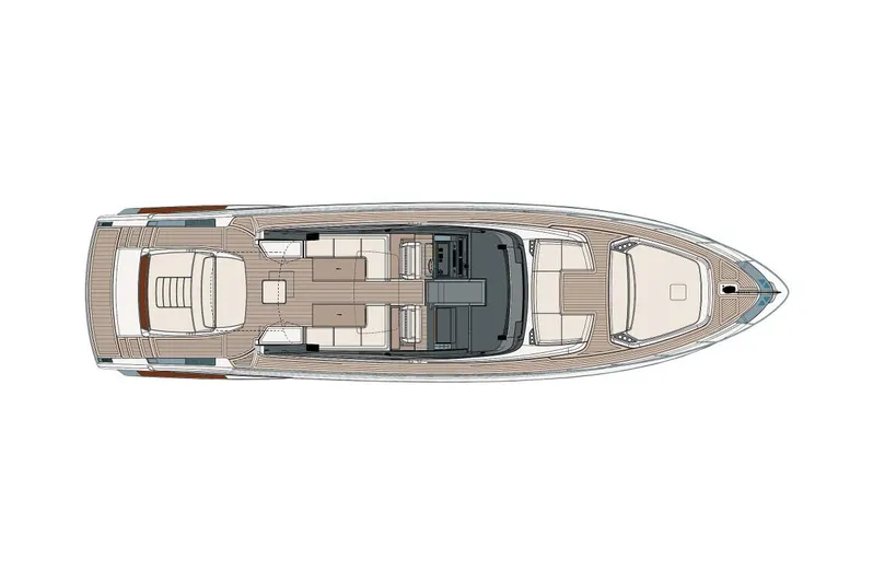  Yacht Photos Pics Manufacturer Provided Image: Top view layout of 2026 Riva 68' Diable luxury yacht design.