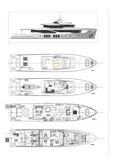 Numarine 45xp Yacht Photos Pics Blueprint of 2027 Numarine 45XP yacht, showcasing detailed deck layouts and side profile.