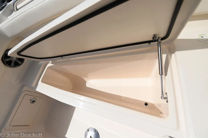  Yacht Photos Pics Open storage compartment on 2019 Grady-White Freedom 275 boat.