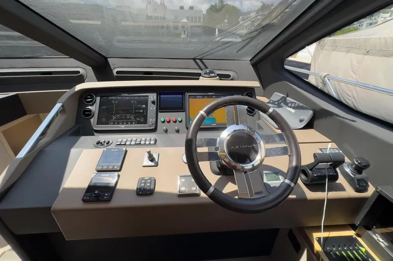  Yacht Photos Pics 2017 Azimut 66 yacht helm with advanced navigation and control systems.