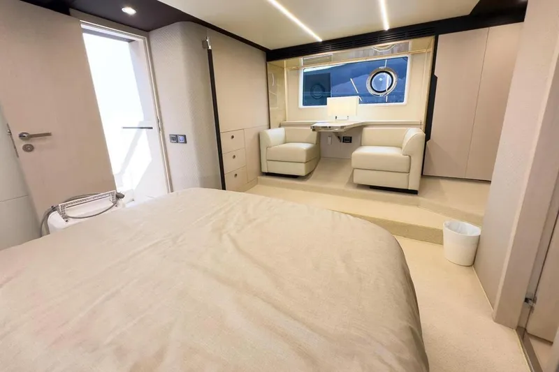  Yacht Photos Pics Luxurious interior of 2017 Azimut 66 yacht with elegant seating and modern design.