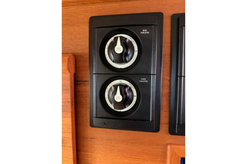 Bon Courage Yacht Photos Pics Control panel for bow and stern thrusters on 2018 Ranger Tugs R-29 CB boat.