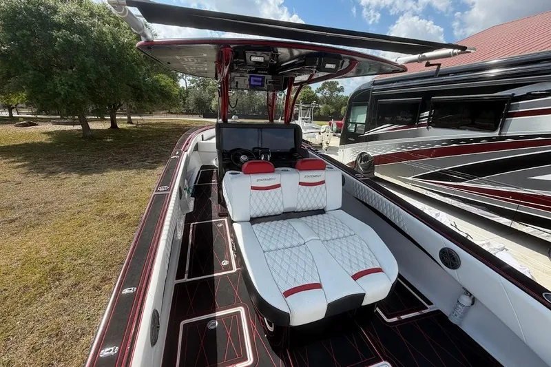  Yacht Photos Pics 2018 Statement 380 Open boat with luxurious seating and modern design.