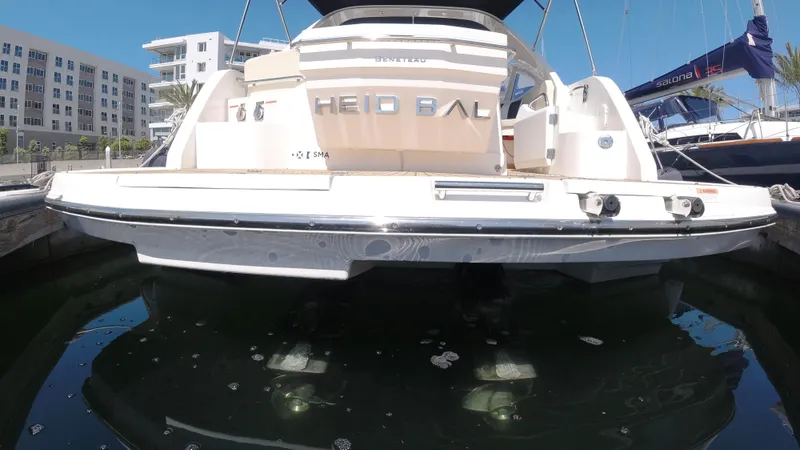  Yacht Photos Pics 2016 Beneteau GT35 yacht docked at marina, rear view.
