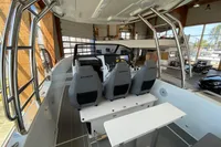 2023 Quarken 27 T-Top V2 boat interior with modern seating and control panel.
