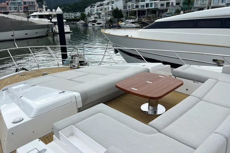  Yacht Photos Pics Luxurious 2020 Azimut Grande 25M yacht with spacious deck and elegant seating area.
