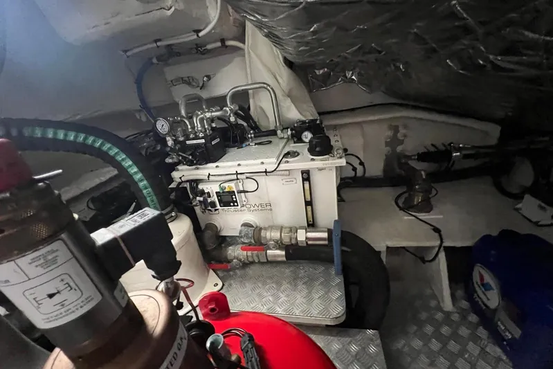  Yacht Photos Pics Engine room of 2020 Azimut Grande 25M yacht, featuring mechanical components and systems.