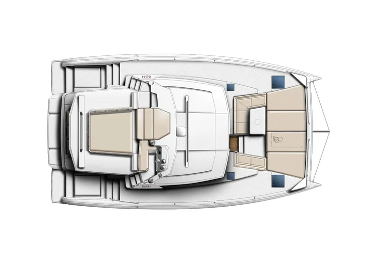 Bali 4.2 Yacht Photos Pics Top view of 2026 Bali 4.2 boat layout, showcasing spacious interior design.