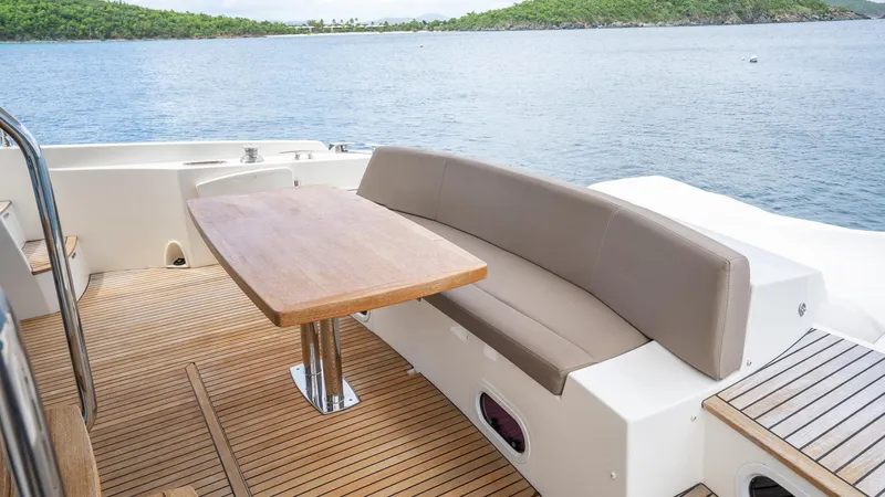  Yacht Photos Pics Luxury seating area on 2013 Prestige 620 yacht with ocean view.