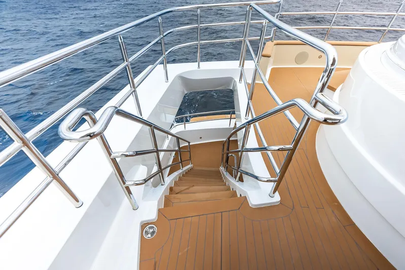 Northland Yacht Photos Pics Staircase on 2017 Burger 104 Motor Yacht with ocean view.