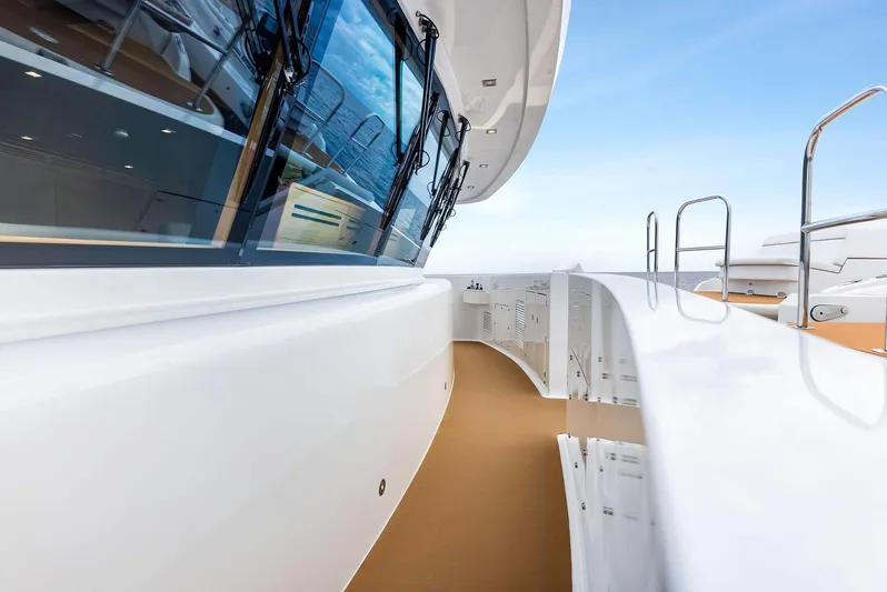 Northland Yacht Photos Pics Luxurious 2017 Burger 104 Motor Yacht deck with sleek design and modern features.