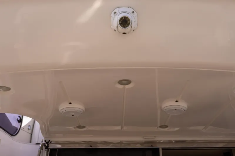 “just Chillin” Yacht Photos Pics Ceiling view of 2014 Azimut 54 Flybridge yacht with lighting fixtures.