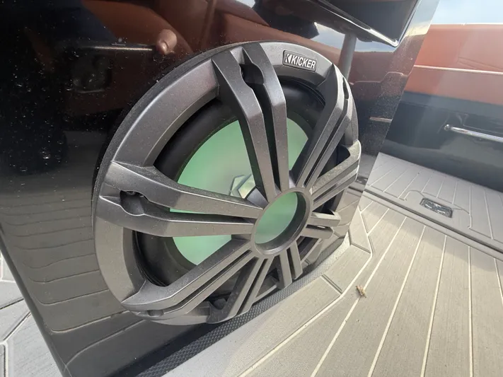  Yacht Photos Pics Kicker speaker on 2022 Cruisers Yachts 338 CX SB, installed on deck.