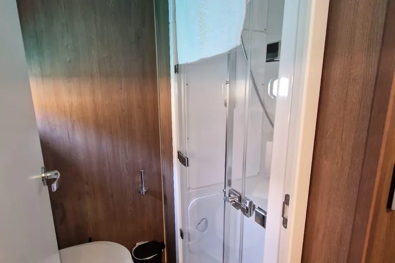 Only One Life Yacht Photos Pics Modern bathroom interior in 2022 Bali 5.4 Open Space yacht.