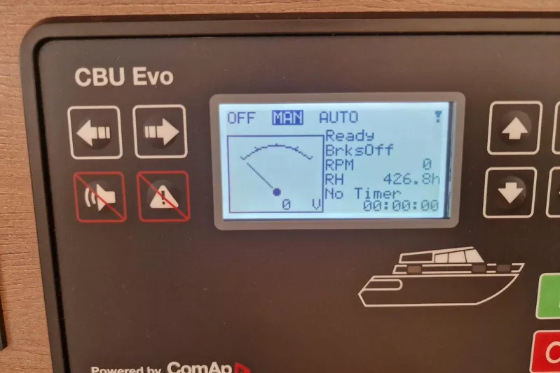 Only One Life Yacht Photos Pics Control panel of Bali 5.4 Open Space 2022 yacht, displaying operational settings.