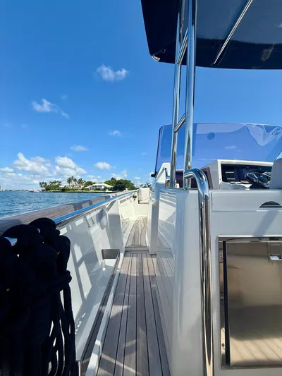  Yacht Photos Pics 2019 Fjord 36' Open yacht deck with clear blue sky and ocean view.