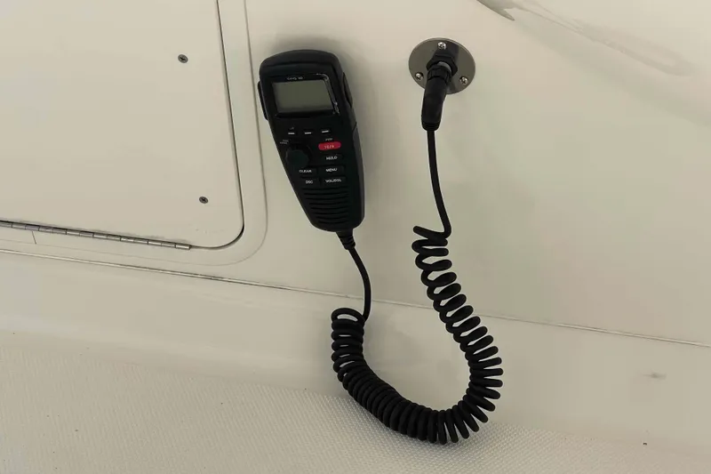 Beira Mar Yacht Photos Pics VHF radio handset on 2005 Sea Ray 420 Sedan Bridge yacht.