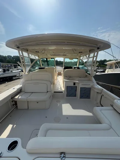  Yacht Photos Pics 2025 Grady-White Freedom 375 boat interior with spacious seating and modern design.