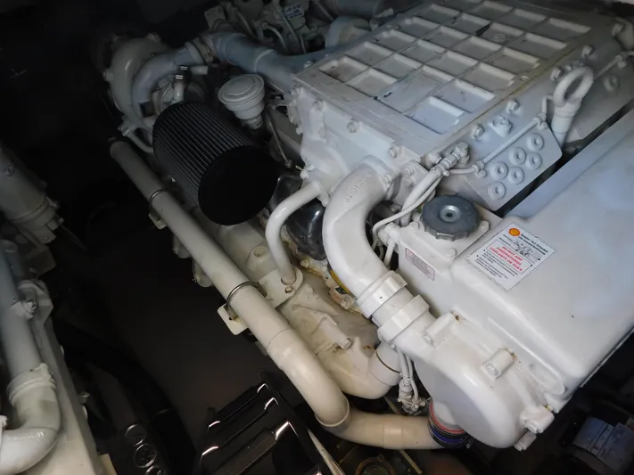  Yacht Photos Pics Engine compartment of a 2004 Sea Ray 600 Sun Sport boat.