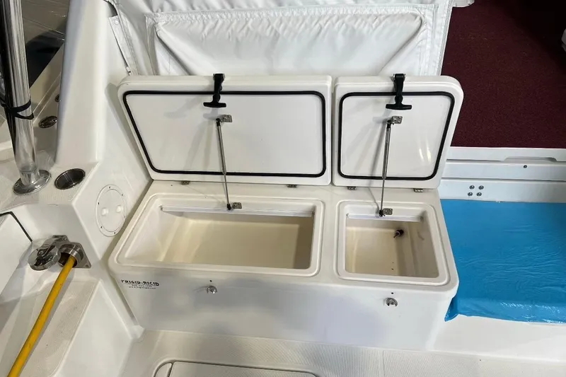 Hi Ho Silver Yacht Photos Pics 2011 Rampage 41 Express boat with open storage compartments on deck.