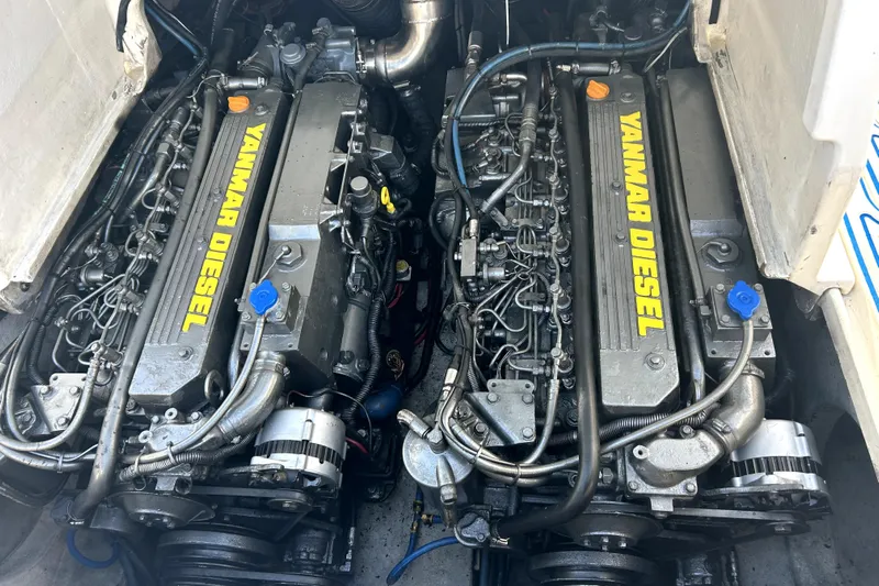  Yacht Photos Pics Twin Yanmar diesel engines in a 2004 Don Smith 45 Custom boat.