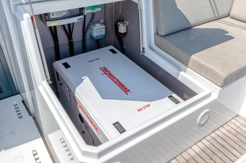 Dreamboat Annie Yacht Photos Pics Bali 4.8 yacht's engine compartment with Westerbeke generator, 2022 model.