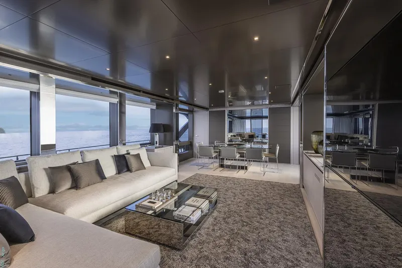 Riva Argo 90 Yacht Photos Pics Manufacturer Provided Image: Luxurious interior of 2026 Riva 90' Argo yacht with modern furnishings and ocean view.