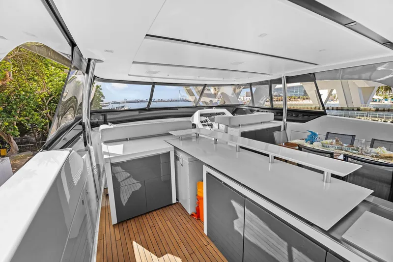 Notorious Yacht Photos Pics Luxurious 2017 Sanlorenzo SL106 yacht interior with modern design and spacious seating area.