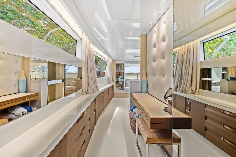 Notorious Yacht Photos Pics Luxurious interior of 2017 Sanlorenzo SL106 yacht with modern design and elegant furnishings.