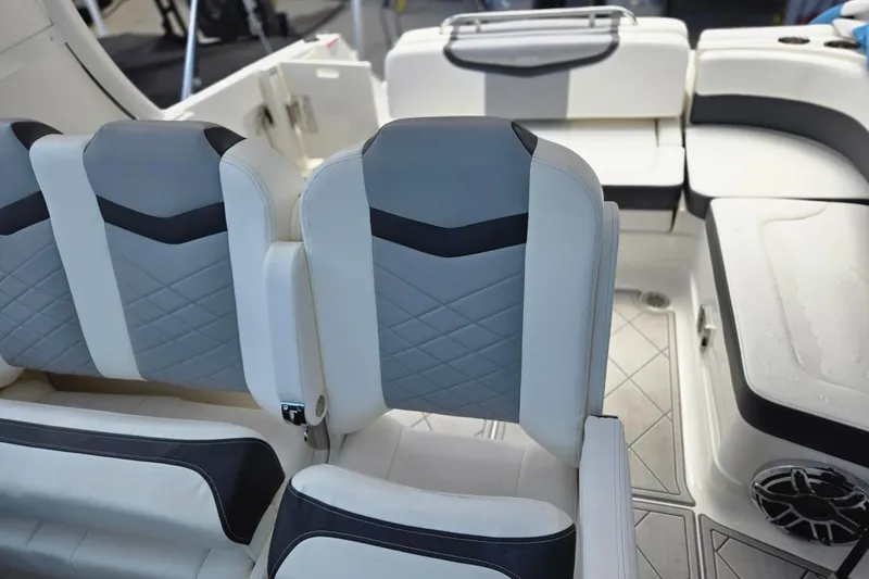 Yacht Photos Pics 2022 Chaparral 280 OSX boat interior with stylish seating and modern design.