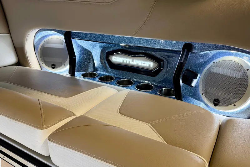  Yacht Photos Pics Interior of 2025 Centurion Ri245 boat with premium seating and integrated speakers.