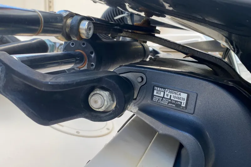  Yacht Photos Pics Close-up of Yamaha F300NCA engine on 2018 Grady-White Canyon 306 boat.