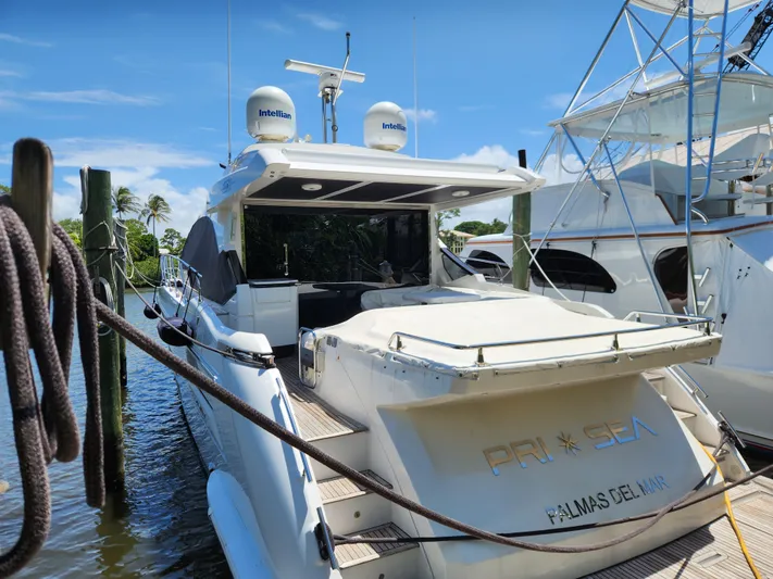 Pri Sea Yacht Photos Pics 2019 Azimut S6 yacht docked at marina under clear blue sky.