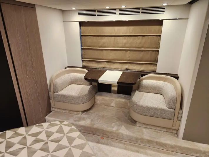 Pri Sea Yacht Photos Pics Luxurious interior of 2019 Azimut S6 yacht with elegant seating and table.