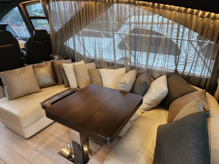 Pri Sea Yacht Photos Pics Luxurious interior of 2019 Azimut S6 yacht with elegant seating and table.