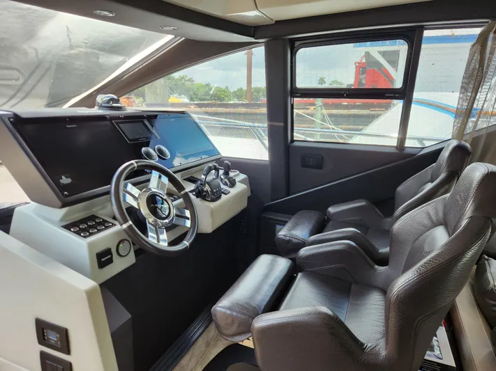 Pri Sea Yacht Photos Pics Interior of 2019 Azimut S6 yacht cockpit with modern steering and controls.